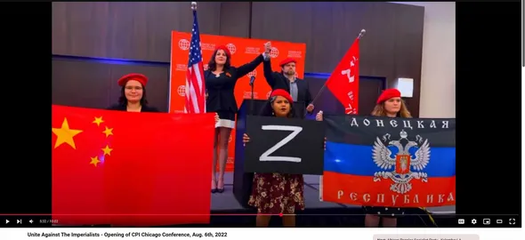 Screenshot of opening for the “Unite Against the Imperialists” conference.