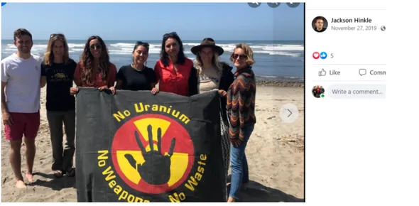 Hinkle and Gabbard in 2019 protesting nuclear energy and nuclear weapons.