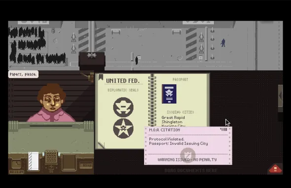Gameplay from 'Papers, Please' (2013)