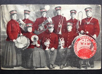 x 1909 IWW Band Postcard a